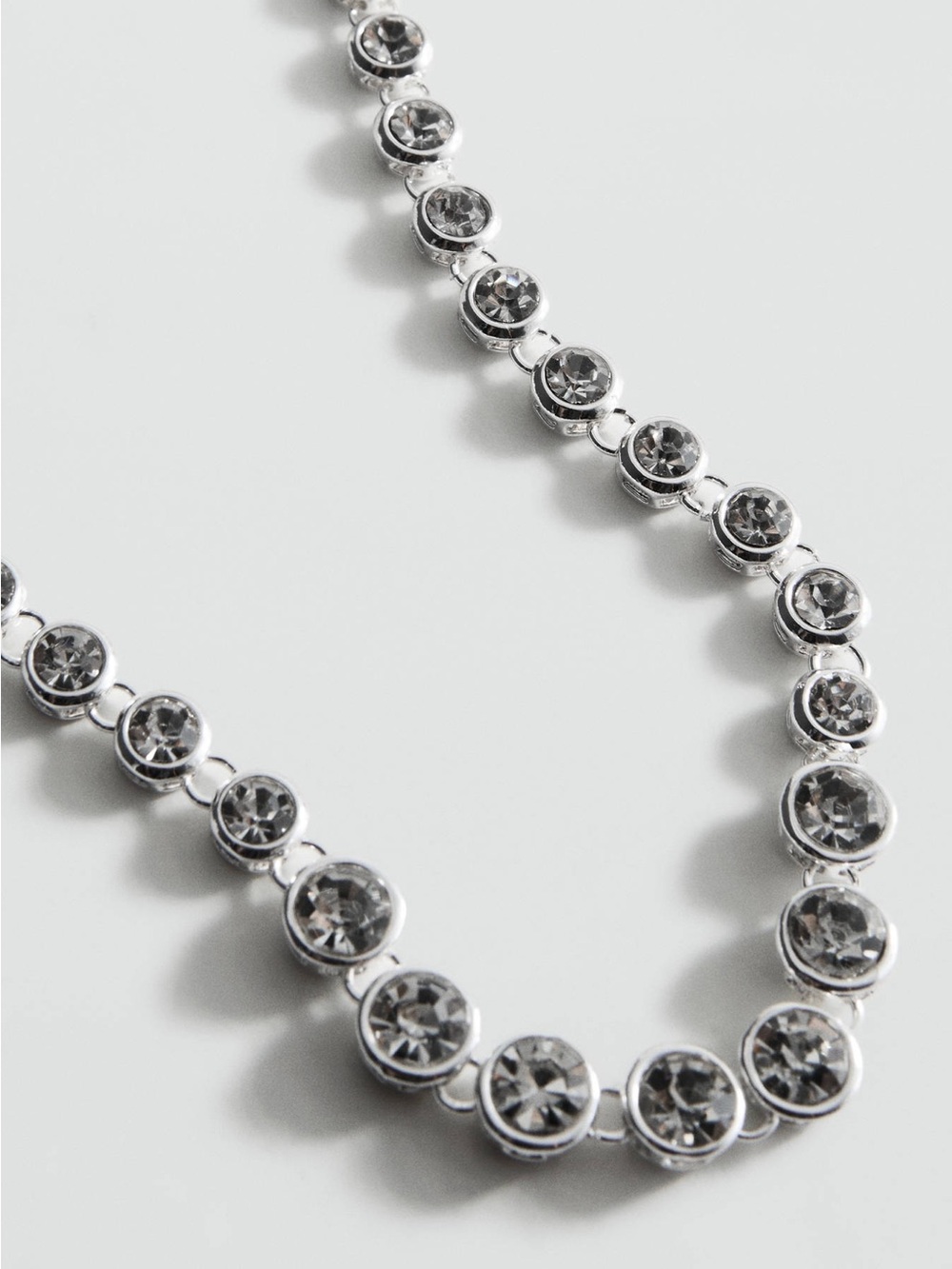 Mango Crystal Necklace Silver Rhinestone Tennis Necklace NWT